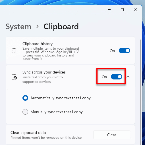 Sync clipboard across devices