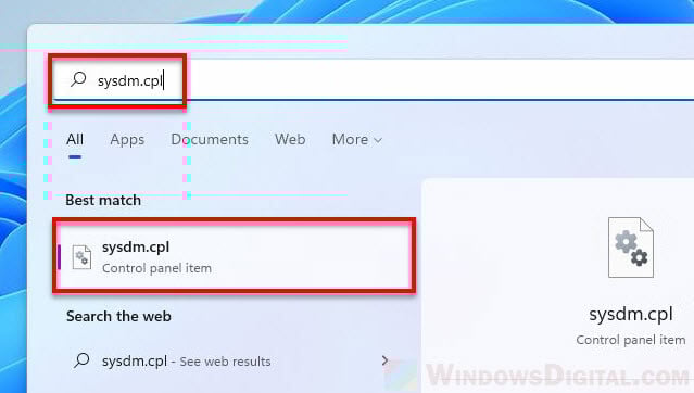 Sysdm.cpl Windows 11