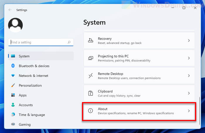 System About Windows 11