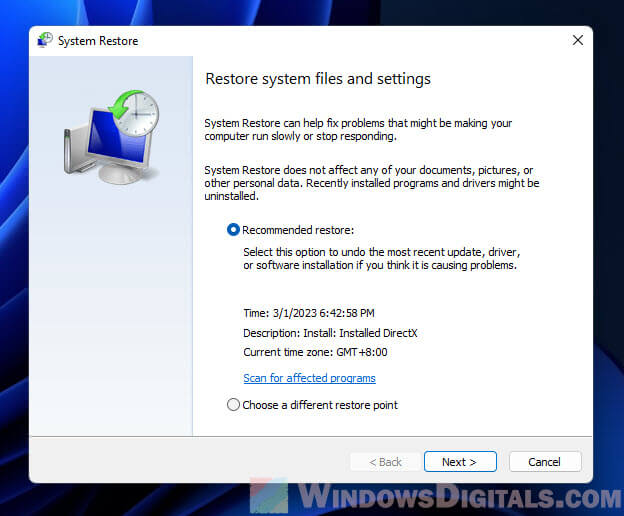 System Restore Windows 11