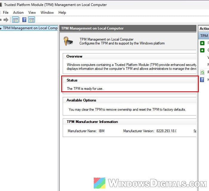 TPM Management on Local Computer tpm.msc Windows 11
