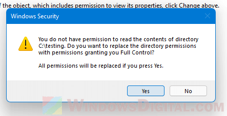 Ambil kepemilikan file atau folder di Windows 11