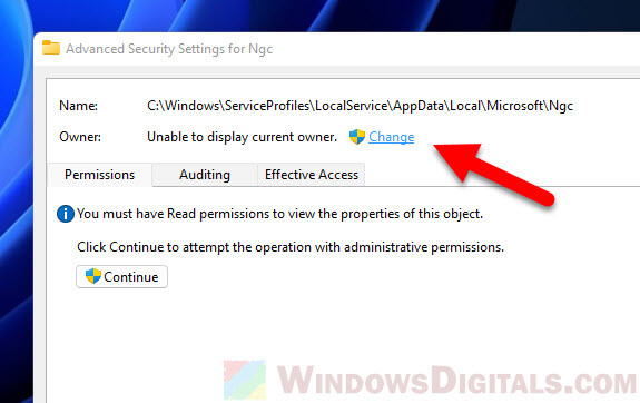 Take ownership of the NGC folder