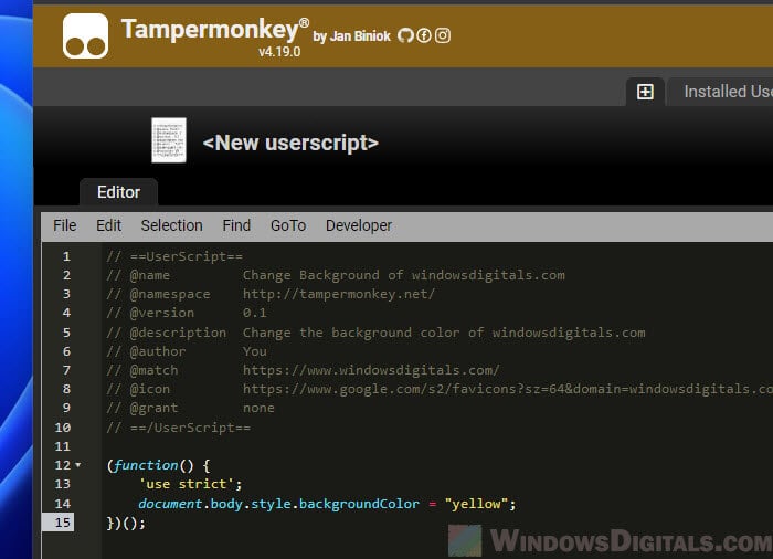 Tampermonkey permanent inspect element