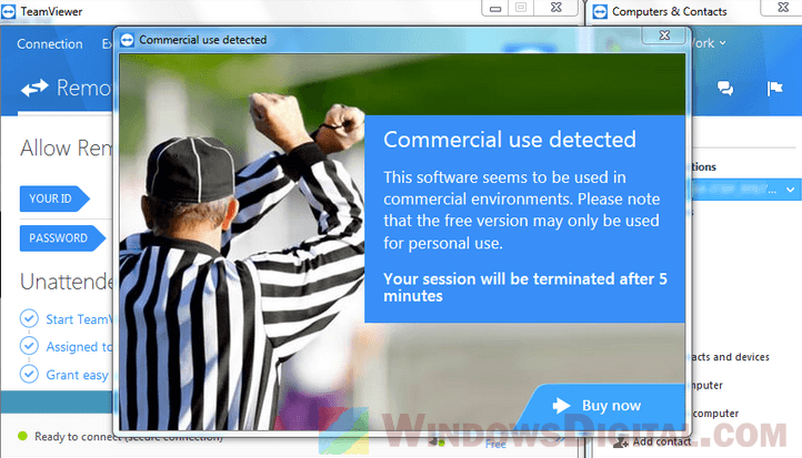 TeamViewer commercial use suspected