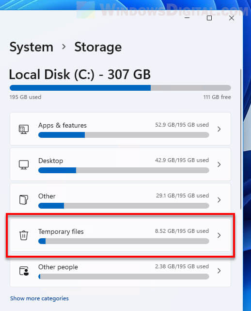 Temporary files Windows 11