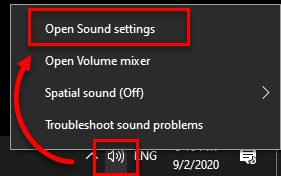 Open sound settings Windows 10