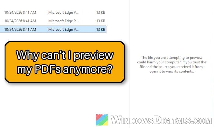 "The File You Are Attempting to Preview Could Harm Your Computer" in File Explorer