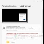 The folder isn't supported because of its location Windows 11 Lock Screen