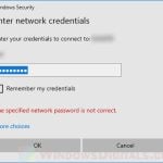 The specified network password is not correct