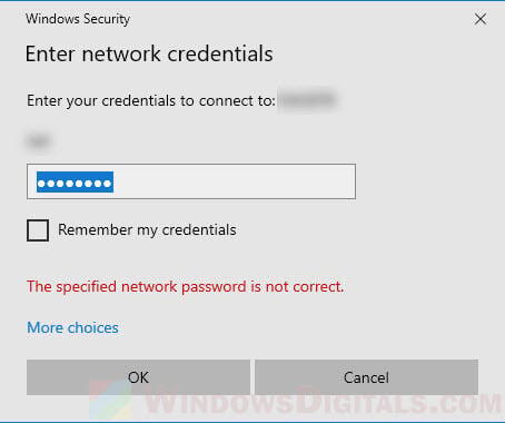 The specified network password is not correct