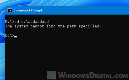 The system cannot find the path specified CMD Windows 11