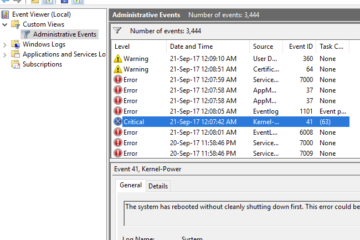 The system has rebooted without cleanly shutting down first