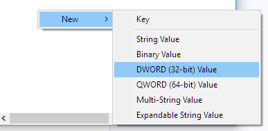 create new dword value