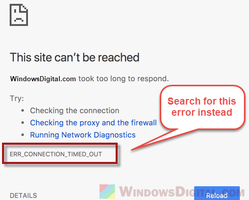 this site cannot be reached err_connection_timed_out