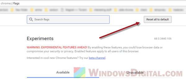 Reset Chrome to default