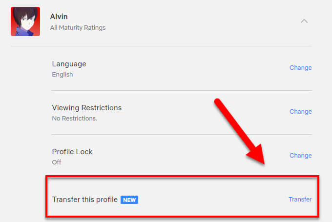 Transfer Netflix profile
