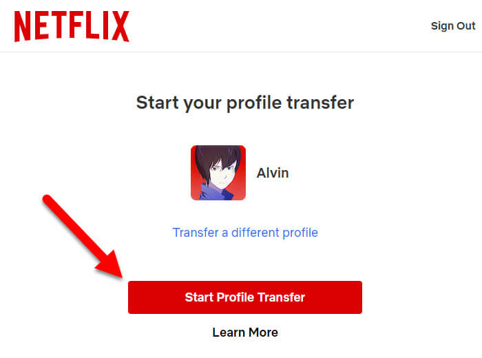 Transferring the Main Profile on Netflix