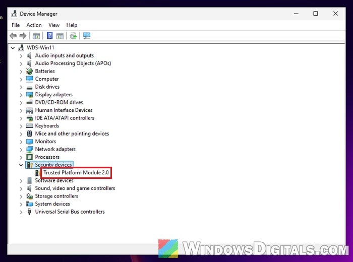 Trusted Platform Module 2.0 Security devices Device Manager Windows 11