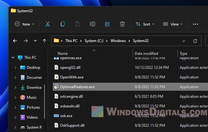 Turn Windows Features on or off blank