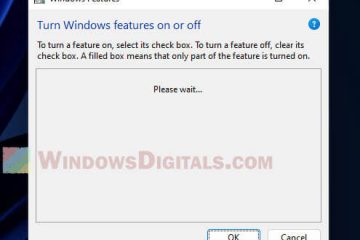 Turn Windows Features on or off please wait