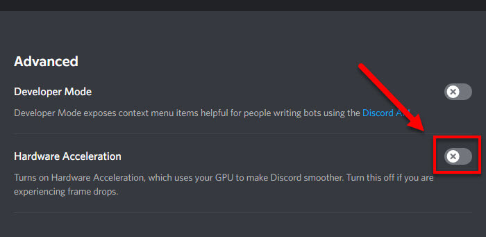 Turn off Hardware Acceleration in Discord