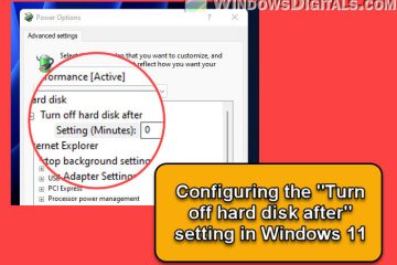 Turn off hard disk after minutes setting in Windows 11