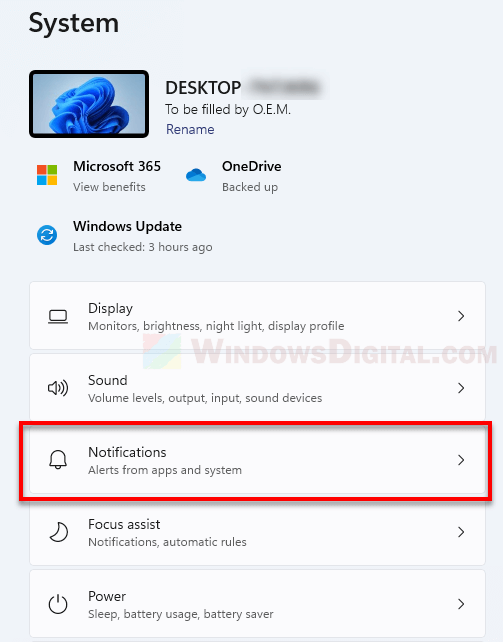 Turn off notifications Windows 11