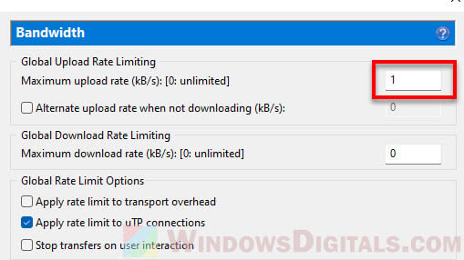 Turn off uTorrent upload and seeding