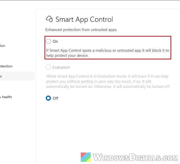 Turn on Smart App Control Windows 11