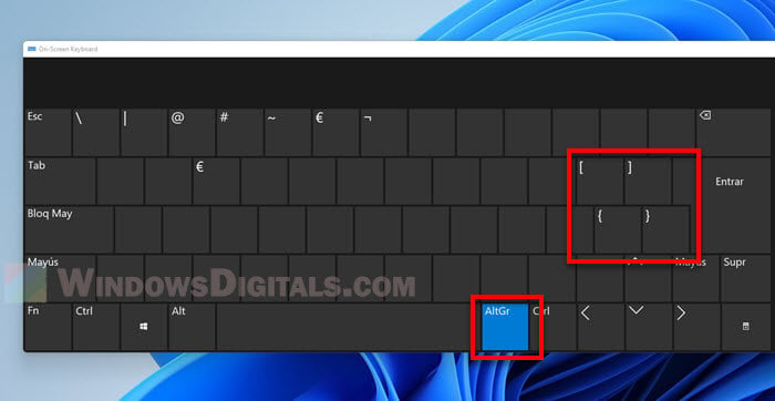 Type square brackets Spanish keyboard