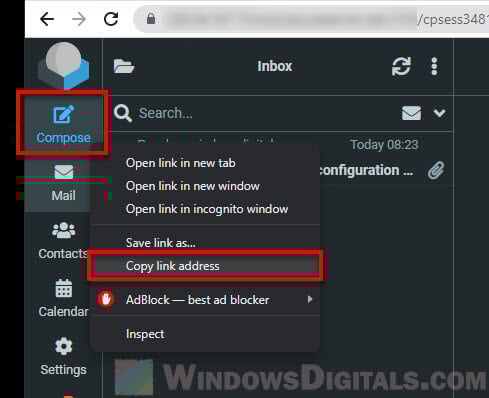 URL link to compose new email