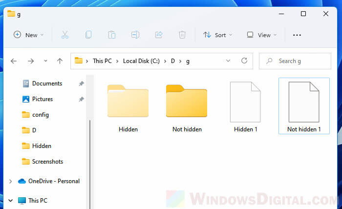 Unhide hidden files or folders Windows 11