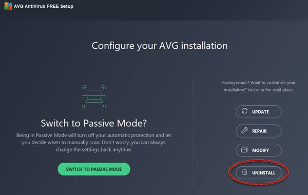 Uninstall AVG Antivirus