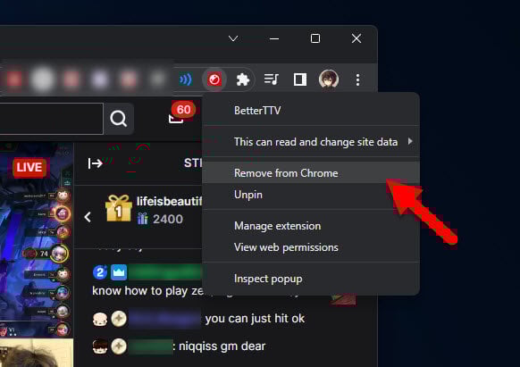Uninstall BetterTTV to fix Twitch high CPU usage on Chrome