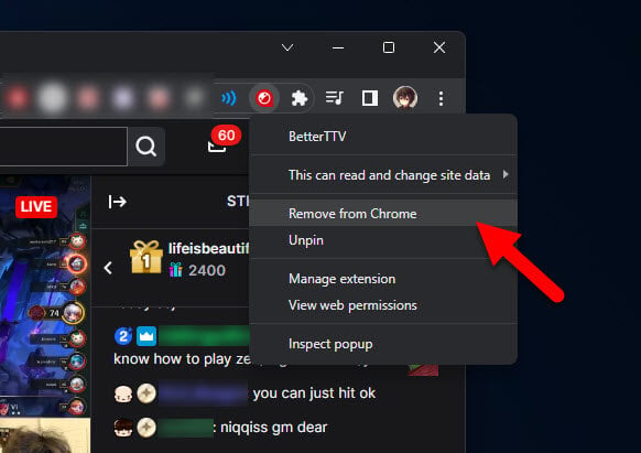 Uninstall BetterTTV to fix Twitch high CPU usage on Chrome