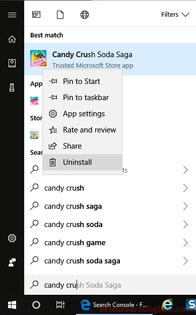 Uninstall Candy Crush Soda Saga