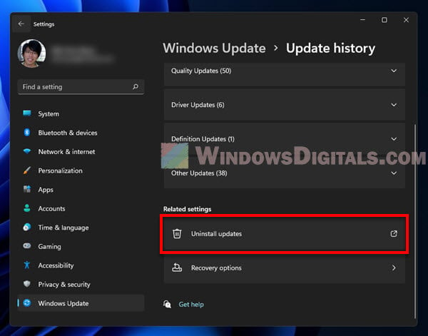 Uninstall Update Windows 11