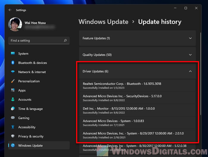 Uninstall Windows 11 Driver Updates