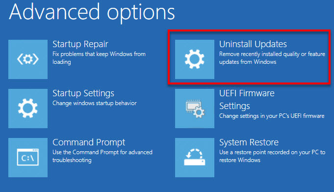 Uninstall recent Windows Update without booting