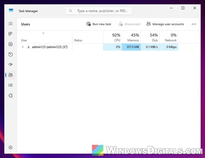 Unknown Email Address in Task Manager's Users Tab, What Does It Mean?