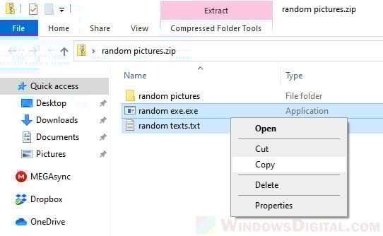 Extract zip files without software