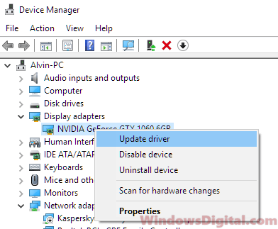 Update Driver System Thread Exception Not Handled Windows 10