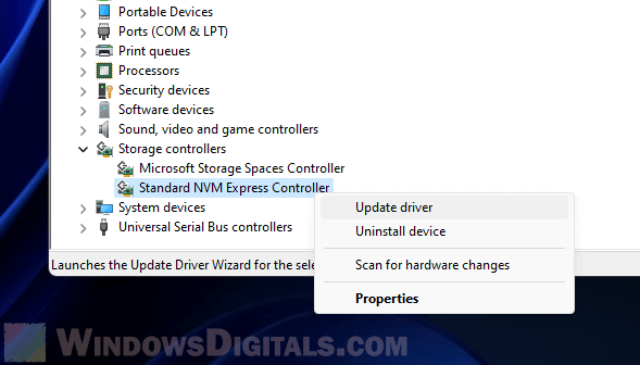 Update Storage Controller Drivers in Windows 11