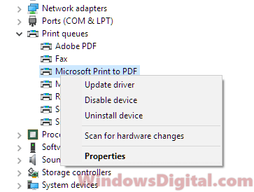 Update driver printer not working after windows update