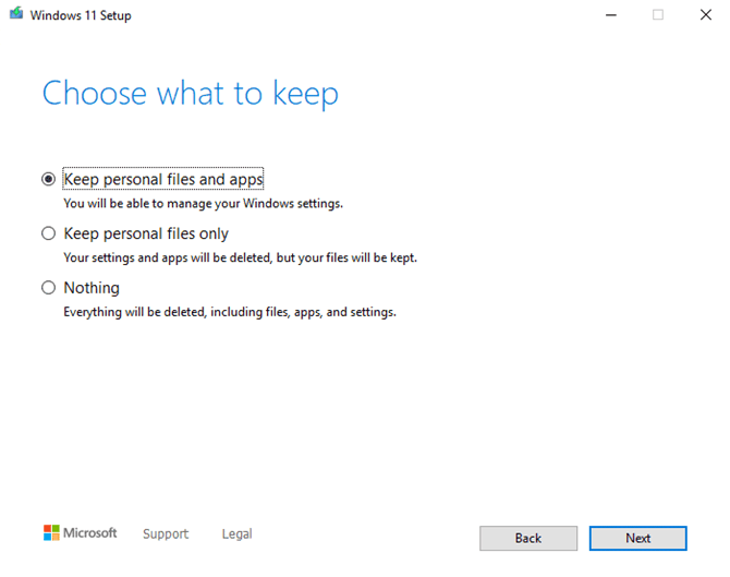 Upgrade Windows 11 while keeping files and everything
