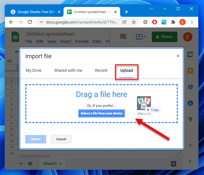 Upload CSV TXT Excel to Google Sheets