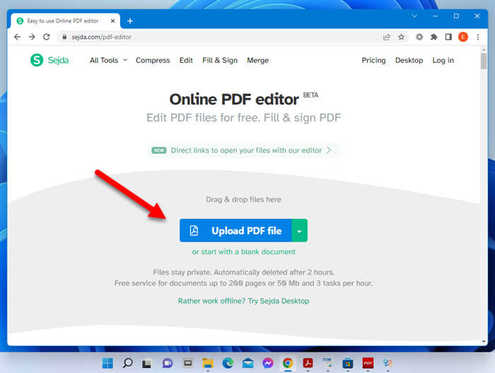 Upload PDF file for edit