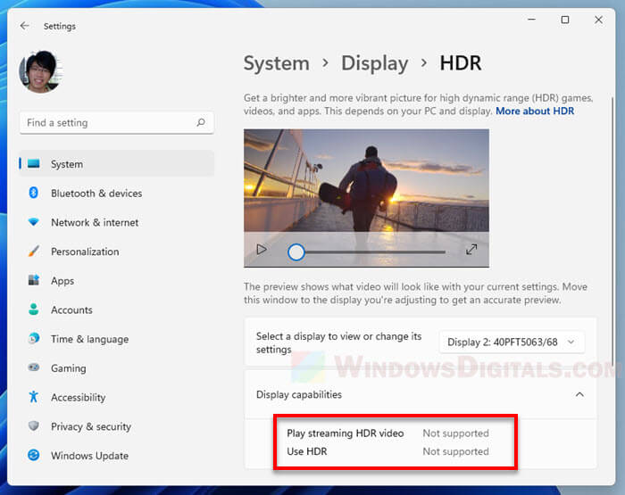 Use HDR not supported Windows 11