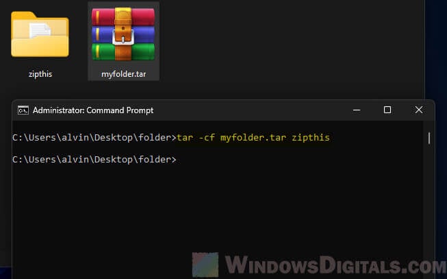 Use tar command to create tar file in Windows 11